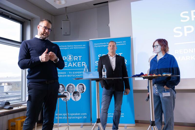 Olympiasieger André Lange und Kati Wilhelm beim Sport Marke Medien am Media Day der ISPO 2024, einer Fachmesse und Business-Festival für die Sport-, Lifestyle-, Health- und Techindustrie am 02.12.2024 in München. -- Olypic gold medalists Andre Lange und Kati Wilhelm at the Sport Marke Medien at the Media Day of the ISPO 2024, a trade fair and business festival fot the sports, lifestyle and tech industry on December 2nd, 2024 in Munich, Germany.