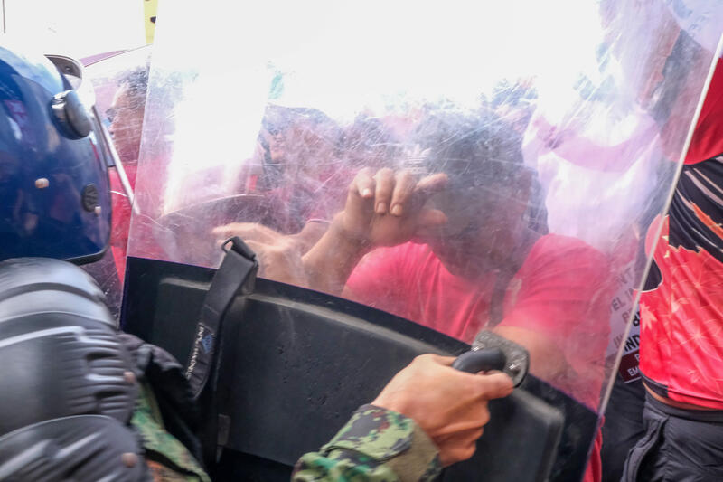 Workers and progressive groups clash with police forces during the 161st commemoration of Philippine hero Andres Bonifacio on November 30, 2024, along Recto Avenue, Manila City, Philippines.