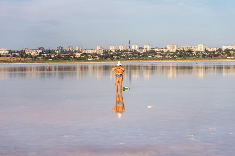 Der Salzsee Kujalnik-Liman, ausserhalb von Odessa, fotografiert am 1. September 2025.    The Kujalnik-Liman salt lake, outside Odessa, photographed on September 1, 2025.