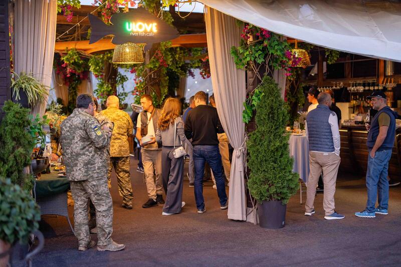 Konzert von zwei Gruppen der Cultural Forces bei einem Event im Bartolomeo am Yachthafen von Dnipro am 5. September 2025.     Concert by two Cultural Forces groups at an event in Bartolomeo at the Dnipro marina on September 5, 2025.