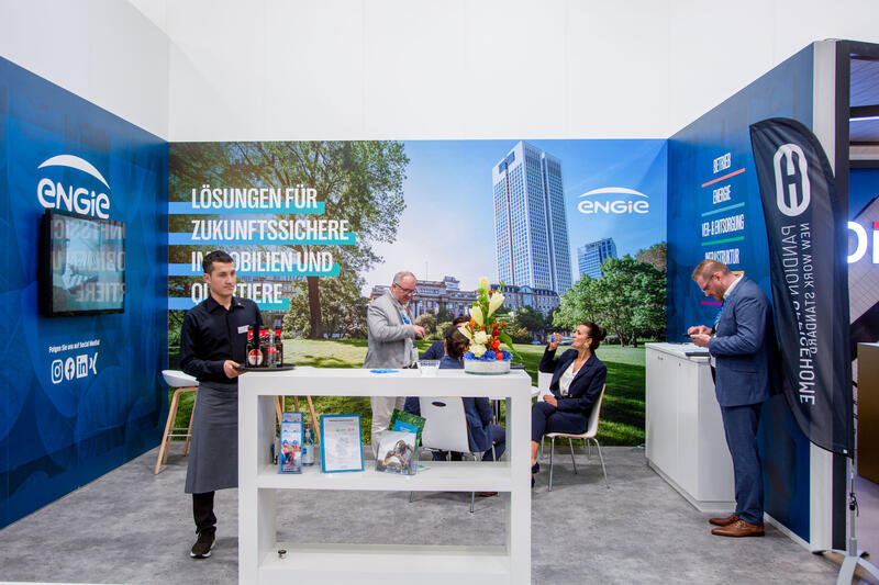 Engie bei der 24. Internationale Fachmesse für Immobilien und Investitionen Expo Real am 5.10.2022 in München. Seit 1998 findet die Fachmesse für Immobilien und Investitionen jährlich im Oktober in der bayerischen Landeshauptstadt München statt. Heuer vom 4.10.2022 bis zum 6.10.2022. - Engie at the 24th International Trade Fair for Property and Investment Expo Real in Munich, Germany on October 5, 2022. Since 1998 the Real Expo has taken place in Munich, this year from October 4 until October 6.