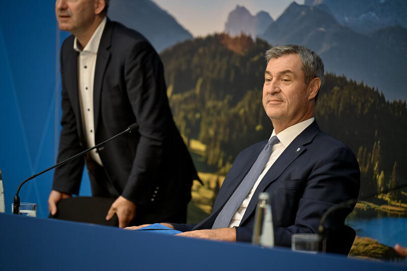 Markus Söder bei Pressekonferenz der Bayerische Staatsregierung - von Benjamin Gillmann